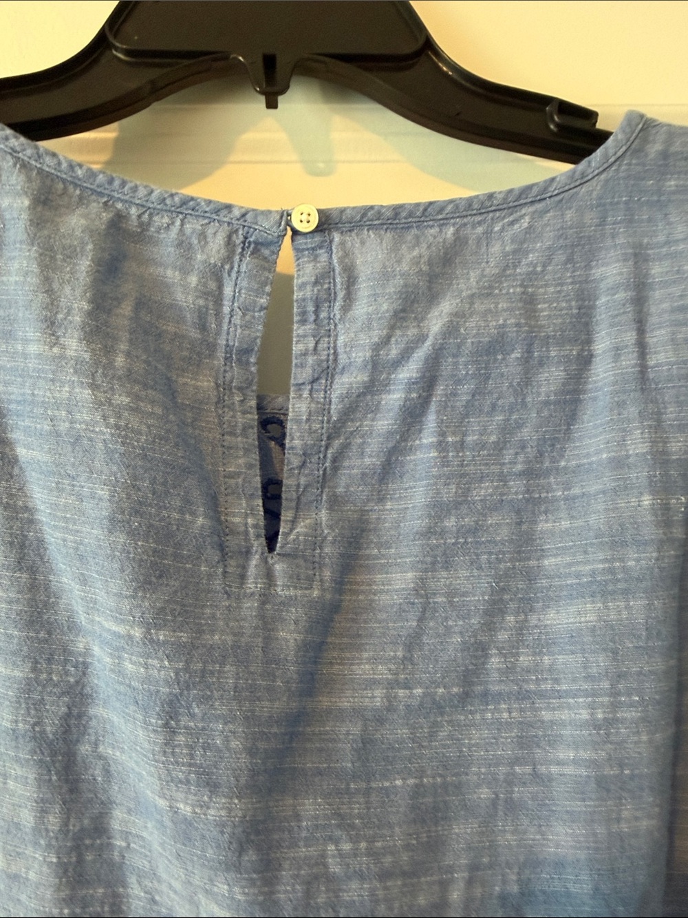 LOFT Light Blue Embroidered Flutter Sleeve Blouse - Picture 4 of 4